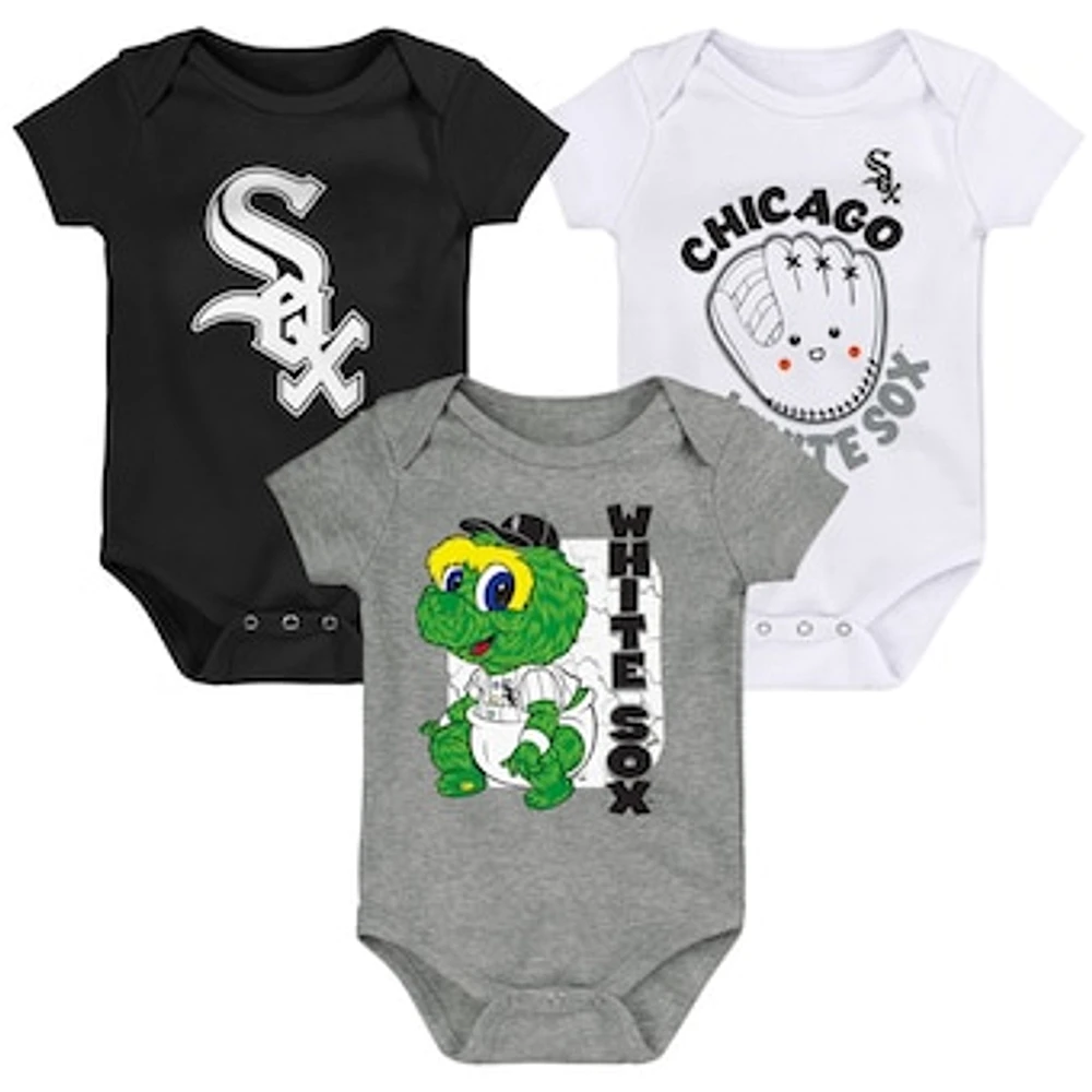 Newborn & Infant Black/White/Gray Chicago White Sox Change Up 3-Pack Bodysuit Set