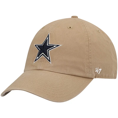 Men's '47 Khaki Dallas Cowboys Primary Clean Up Adjustable Hat