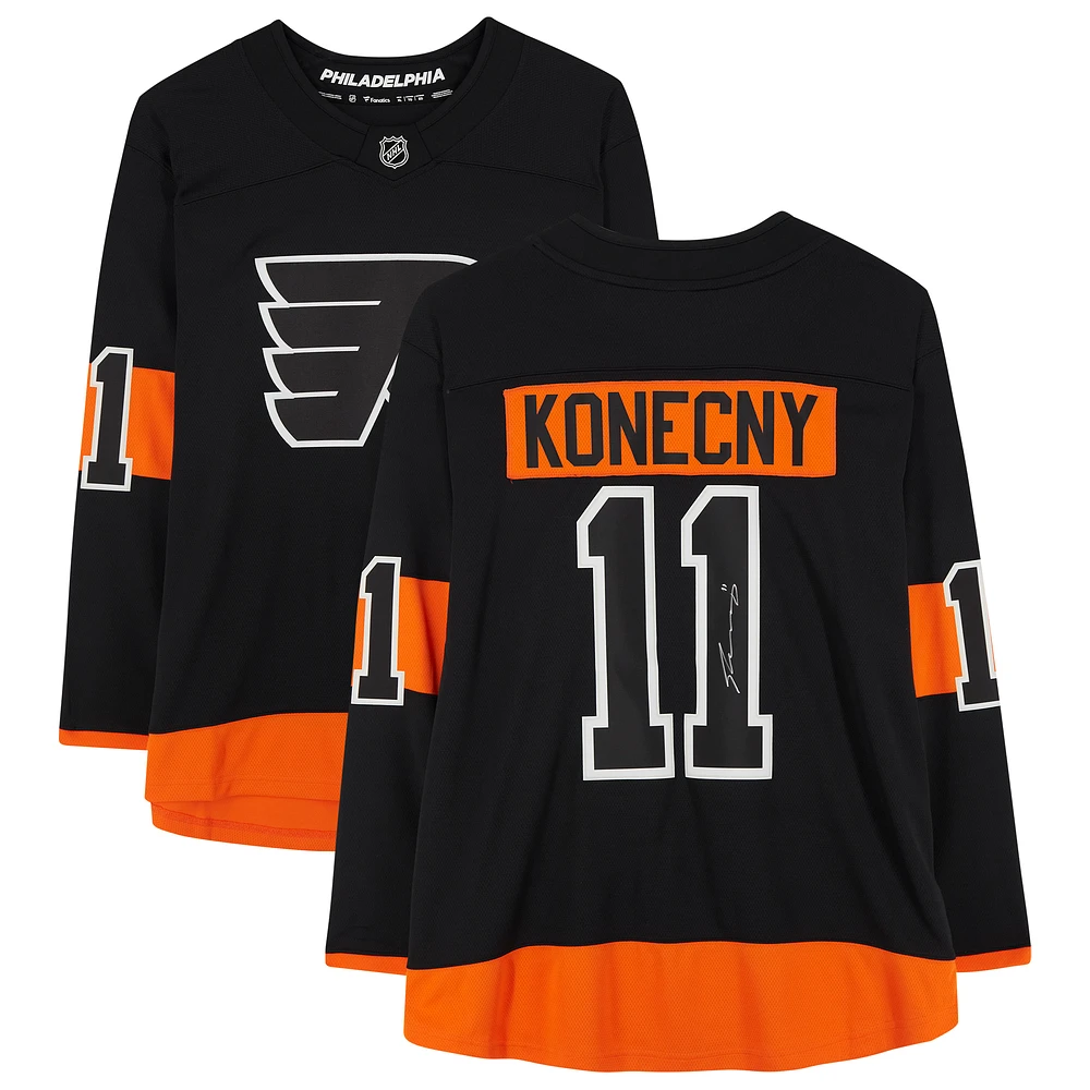 Travis Konecny Black Philadelphia Flyers Autographed Alternate Fanatics Breakaway Jersey