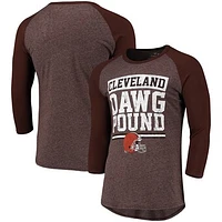 Men's Fanatics Heathered Brown Cleveland Browns Pastime Raglan 3/4-Sleeve T-Shirt