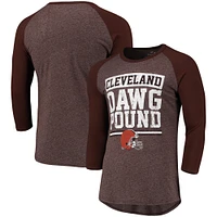 Men's Fanatics Heathered Brown Cleveland Browns Pastime Raglan 3/4-Sleeve T-Shirt