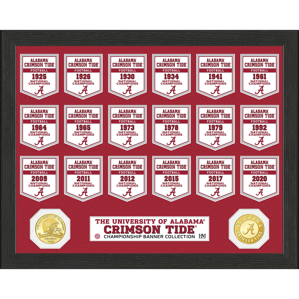 Highland Mint Alabama Crimson Tide 18-Time Football National Champions 12'' x 15'' Bronze Coin Collection