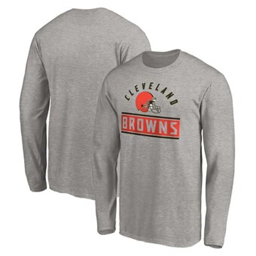 Men's Fanatics Heathered Gray Cleveland Browns Team Arc Knockout Long Sleeve T-Shirt