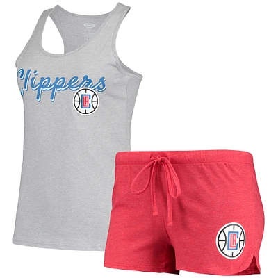 Women's Concepts Sport Heathered Gray/Heathered Red LA Clippers Anchor Tank Top & Shorts Sleep Set