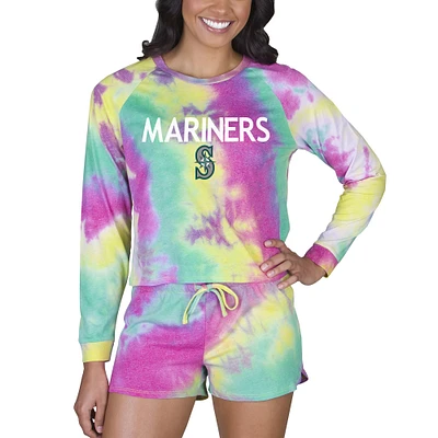 Women's Concepts Sport Seattle Mariners Velodrome Tie-Dye Long Sleeve Top & Shorts Set