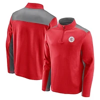 Men's Fanatics Red/Gray LA Clippers Primary Logo Fleece Quarter-Zip Jacket