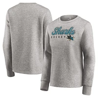 Women's Fanatics Heathered Gray San Jose Sharks Fan Favorite Script Pullover Sweatshirt