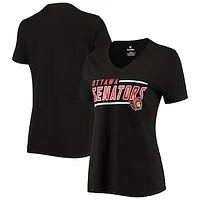 Women's Fanatics Black Ottawa Senators Mascot In Bounds V-Neck T-Shirt