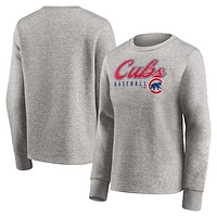 Women's Fanatics Heathered Gray Chicago Cubs Crew Pullover Sweater