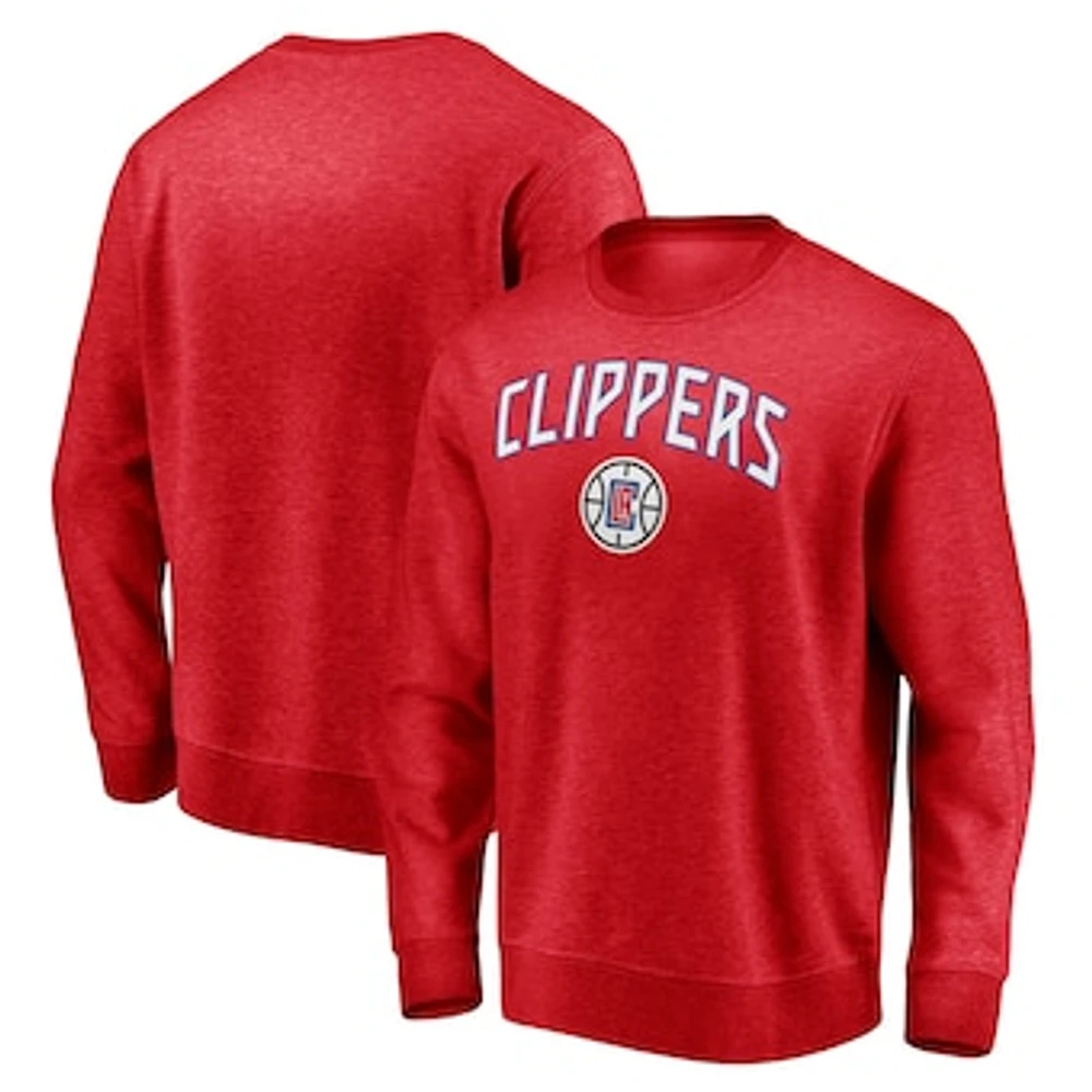 Men's Fanatics Red LA Clippers Game Time Arch Pullover Sweatshirt