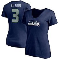 Women's Fanatics Russell Wilson College Navy Seattle Seahawks Player Icon Name & Number V-Neck T-Shirt