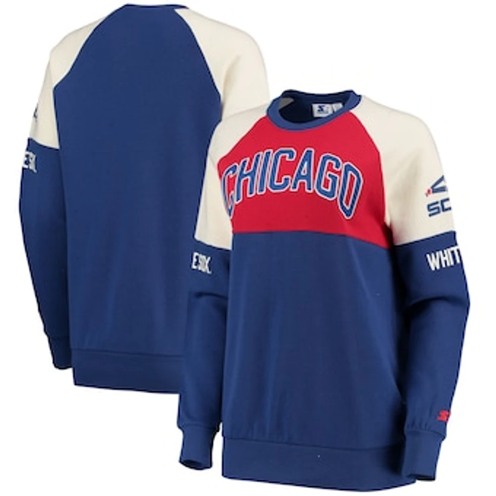 Women's Starter Royal/Red Chicago White Sox Baseline Raglan Pullover Sweatshirt