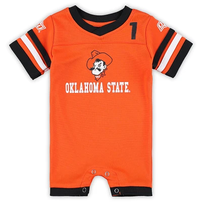 Newborn & Infant Colosseum Orange Oklahoma State Cowboys Bumpo Football Logo Romper