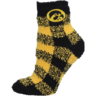 Women's ZooZatz Iowa Hawkeyes Fuzzy Buffalo Checkered Ankle Socks