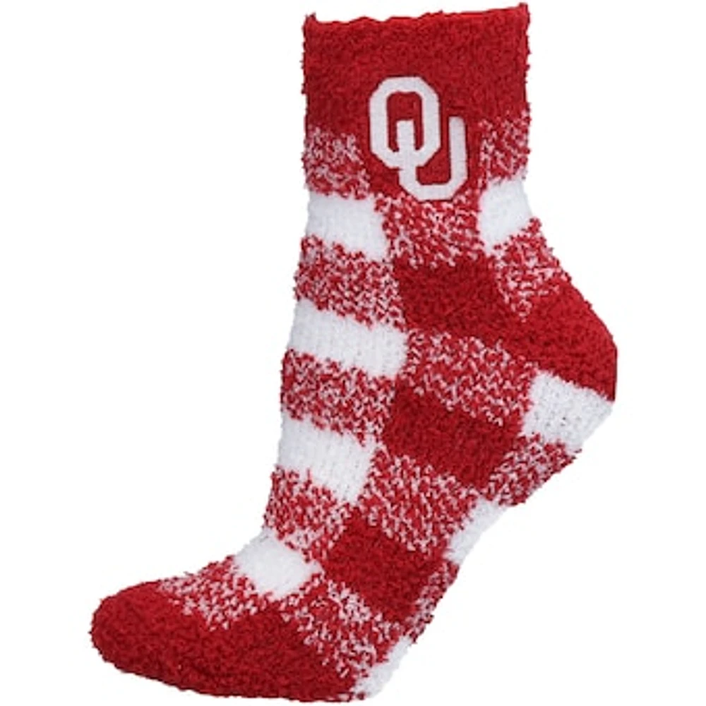 Women's ZooZatz Oklahoma Sooners Fuzzy Buffalo Checkered Ankle Socks