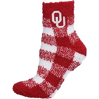 Women's ZooZatz Oklahoma Sooners Fuzzy Buffalo Checkered Ankle Socks