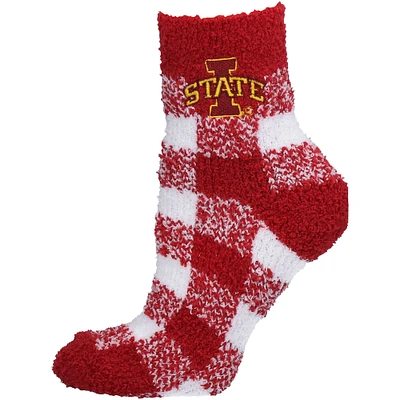 Women's ZooZatz Iowa State Cyclones Fuzzy Buffalo Checkered Ankle Socks