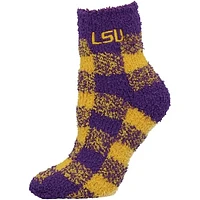 Women's ZooZatz LSU Tigers Fuzzy Buffalo Checkered Ankle Socks