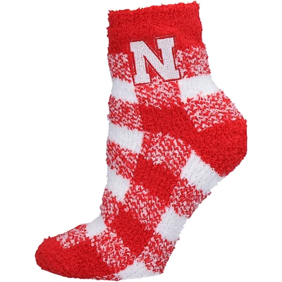 Women's ZooZatz Nebraska Huskers Fuzzy Buffalo Checkered Ankle Socks