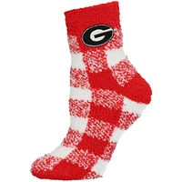 Women's ZooZatz Georgia Bulldogs Fuzzy Buffalo Checkered Ankle Socks