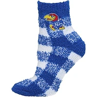 Women's ZooZatz Kansas Jayhawks Fuzzy Buffalo Checkered Ankle Socks