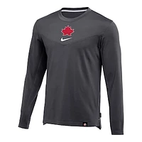 Men's Nike Anthracite Hockey Canada 2022 - UV Coaches Crew Long Sleeve T-Shirt