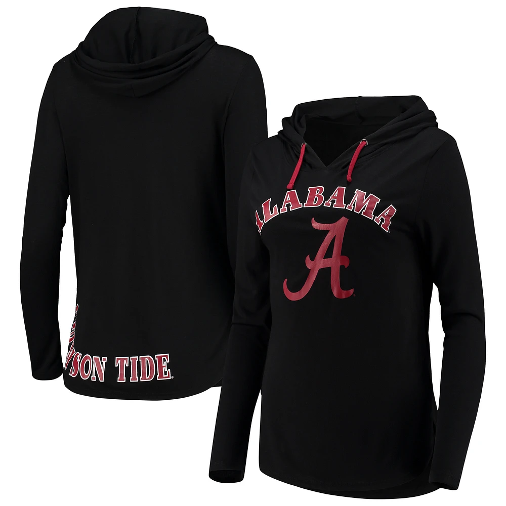 Women's Colosseum Black Alabama Crimson Tide My Lover Lightweight Hooded Long Sleeve T-Shirt