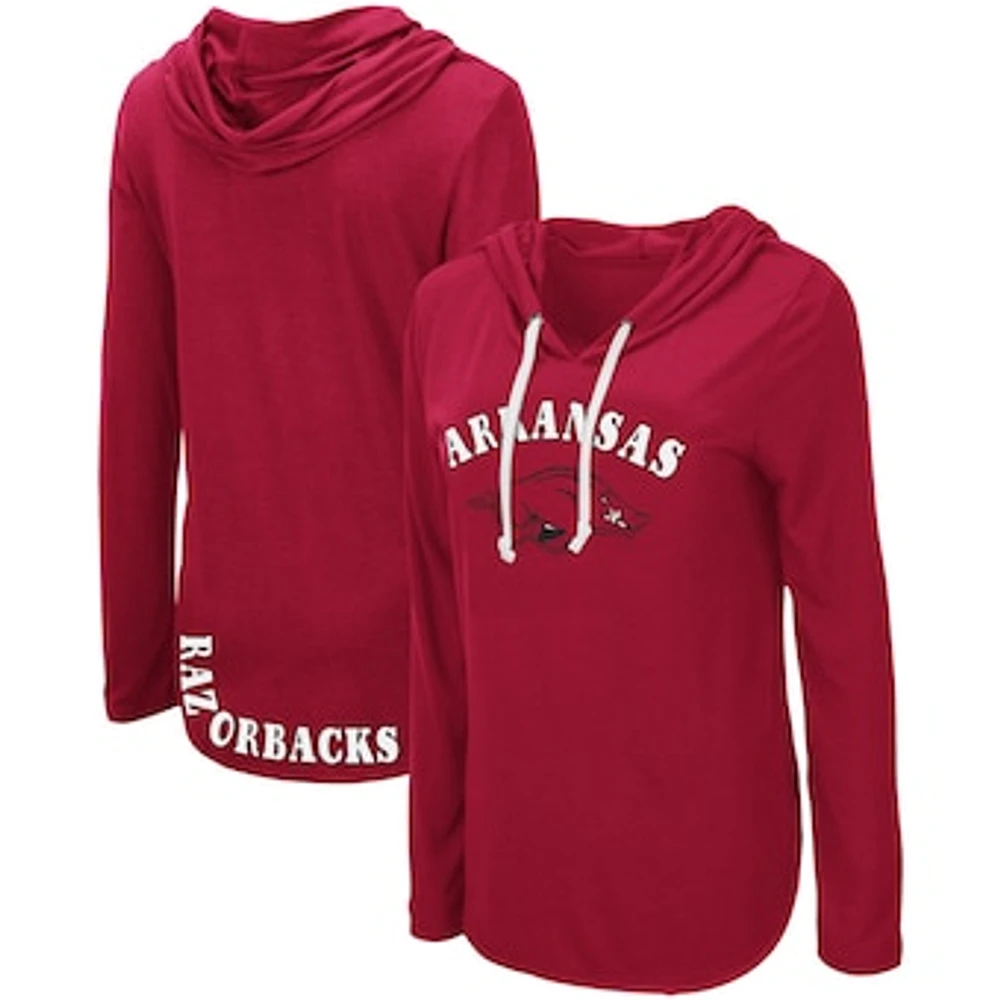 Women's Colosseum Cardinal Arkansas Razorbacks My Lover Lightweight Hooded Long Sleeve T-Shirt