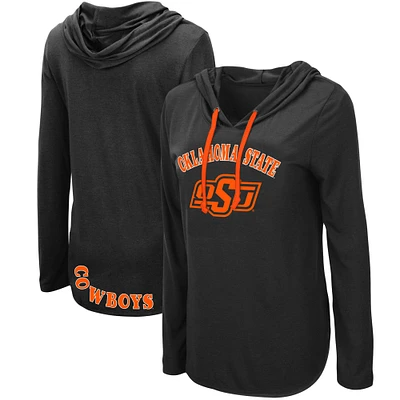 Women's Colosseum Black Oklahoma State Cowboys My Lover Lightweight Hooded Long Sleeve T-Shirt