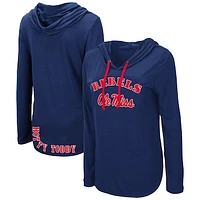 Women's Colosseum Navy Ole Miss Rebels My Lover Lightweight Hooded Long Sleeve T-Shirt