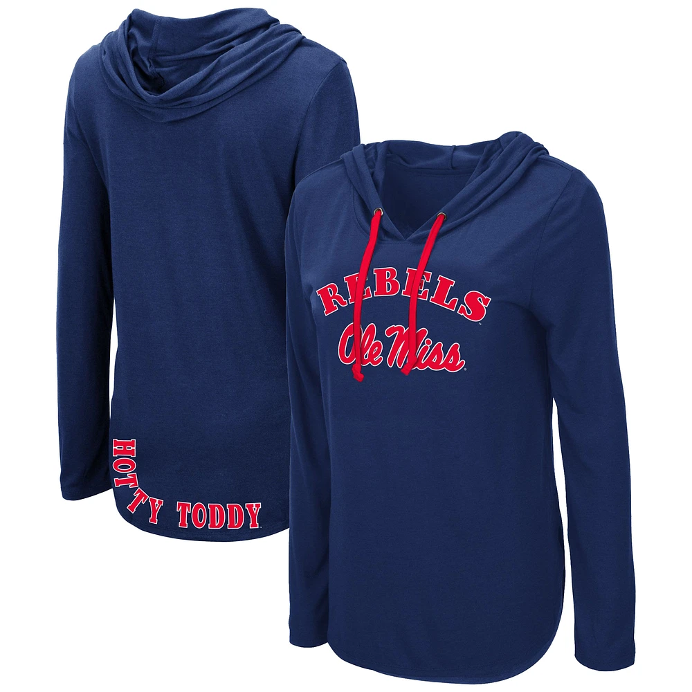 Women's Colosseum Navy Ole Miss Rebels My Lover Lightweight Hooded Long Sleeve T-Shirt