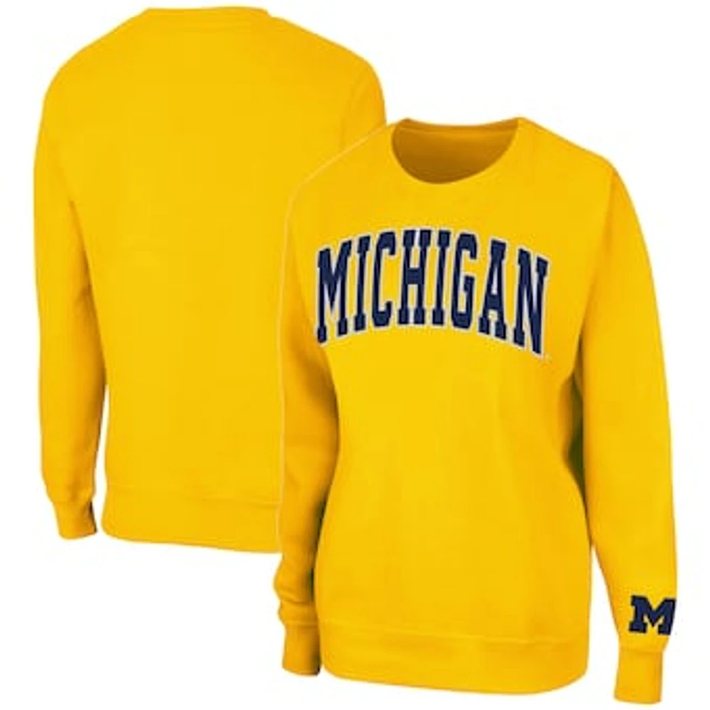 Women's Colosseum Maize Michigan Wolverines Campanile Pullover Sweatshirt