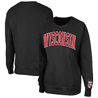 Women's Colosseum Black Wisconsin Badgers Campanile Pullover Sweatshirt