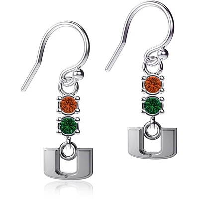 Dayna Designs Miami Hurricanes Dangle Crystal Earrings