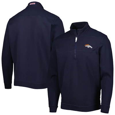 Men's Vineyard Vines Navy Denver Broncos Shep Shirt Quarter-Zip Sweatshirt