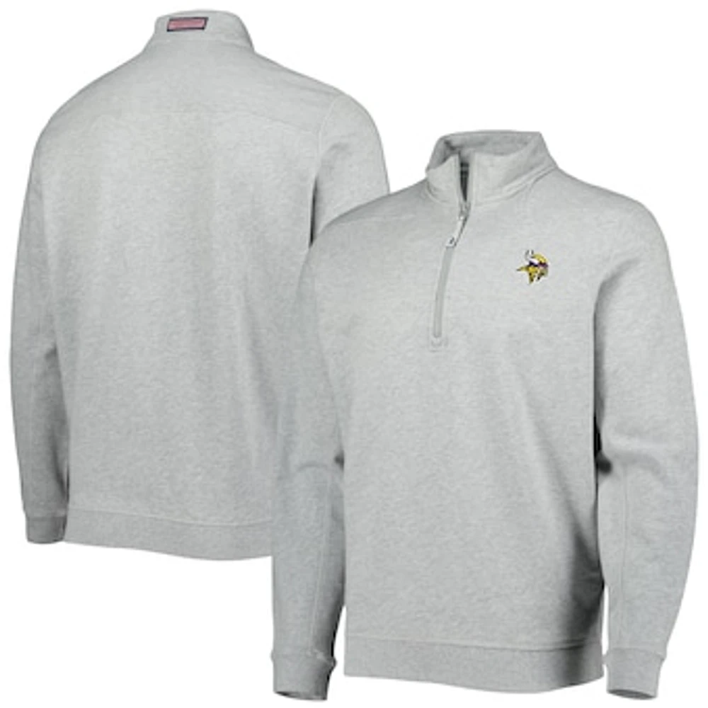 Men's Vineyard Vines Heather Gray Minnesota Vikings Shep Shirt Quarter-Zip Sweatshirt