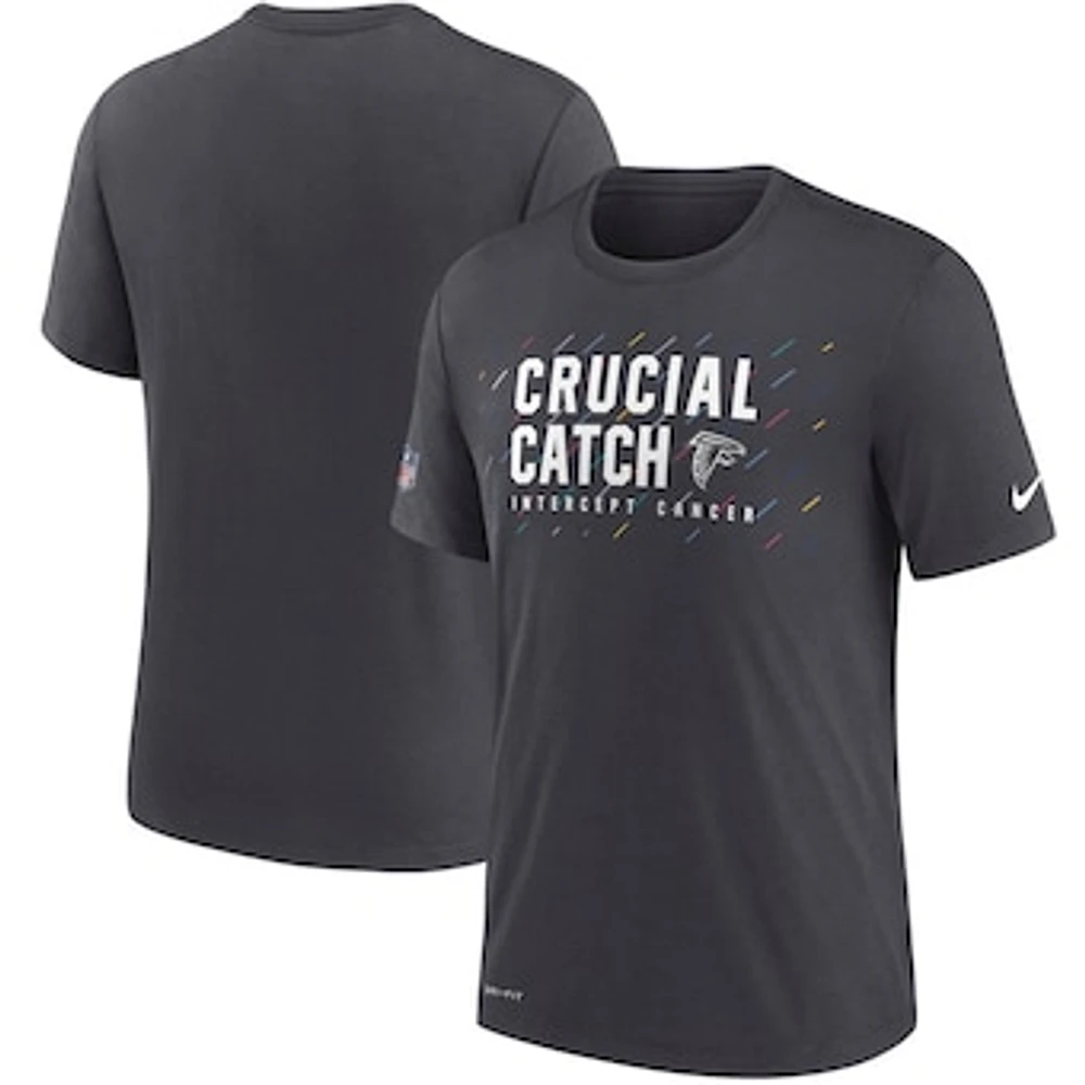 Men's Nike Charcoal Atlanta Falcons NFL Crucial Catch Performance T-Shirt