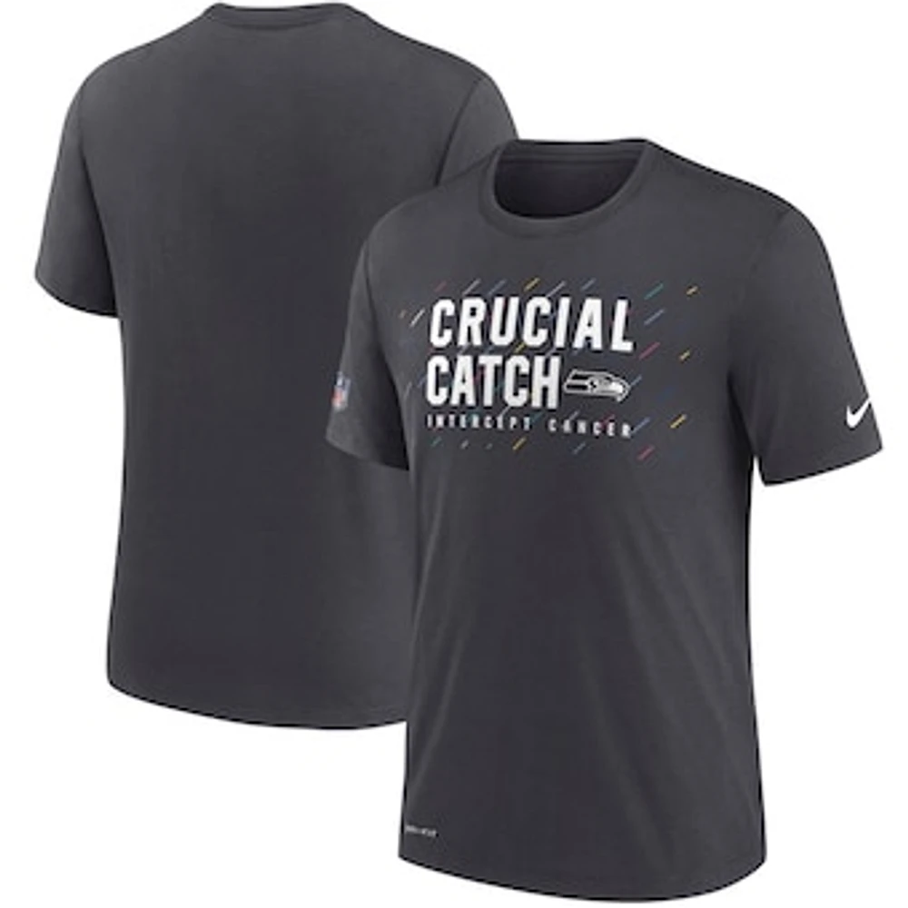 Men's Nike Charcoal Seattle Seahawks NFL Crucial Catch Performance T-Shirt