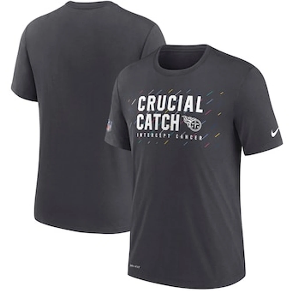 Men's Nike Charcoal Tennessee Titans NFL Crucial Catch Performance T-Shirt