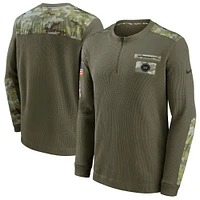 Men's Nike Olive Washington Football Team Salute To Service Henley Long Sleeve Thermal Top