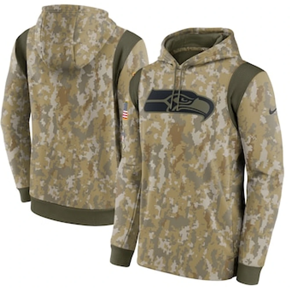 Men's Nike Camo Seattle Seahawks Salute To Service Therma Performance Pullover Hoodie