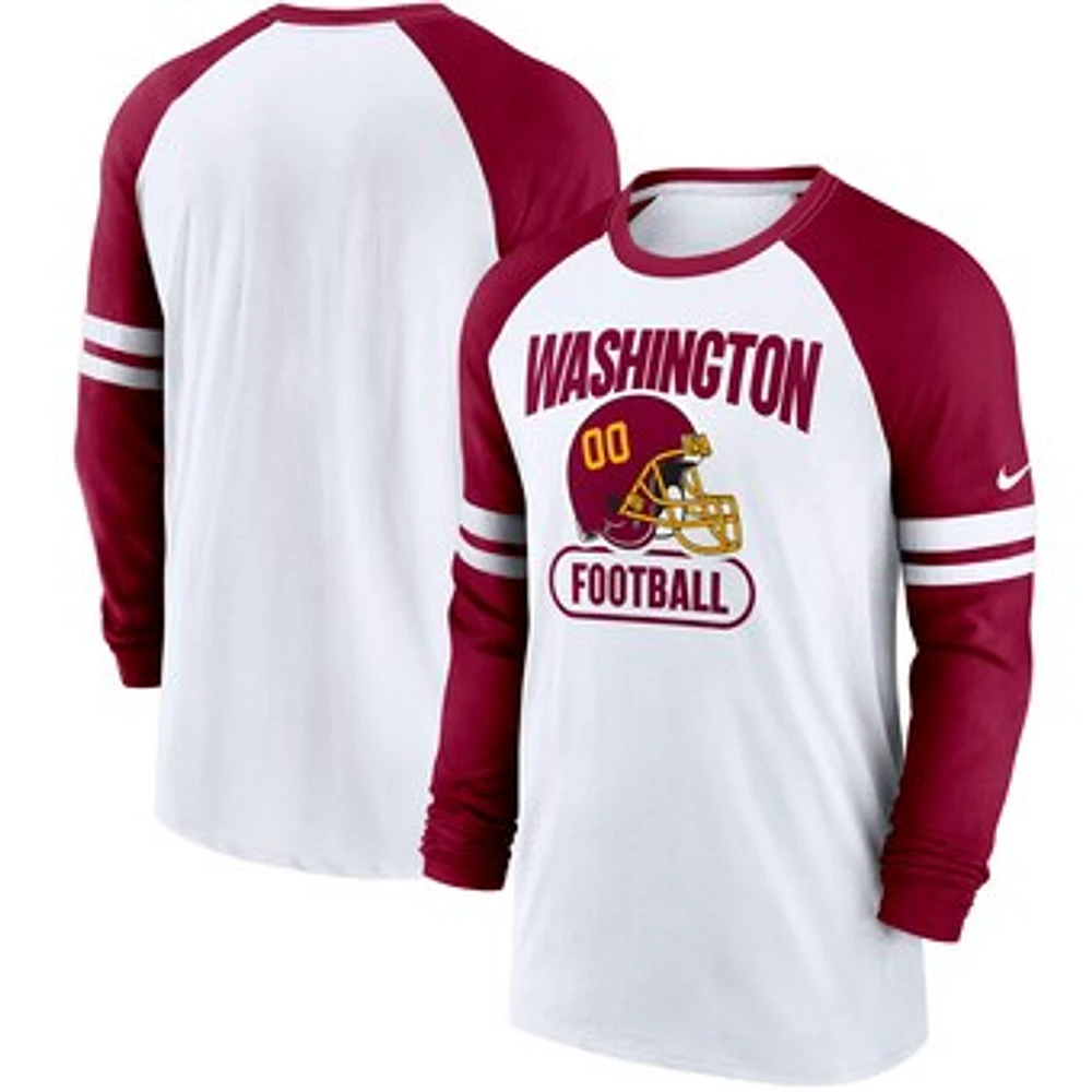 Men's Nike White/Burgundy Washington Football Team Throwback Raglan Long Sleeve T-Shirt