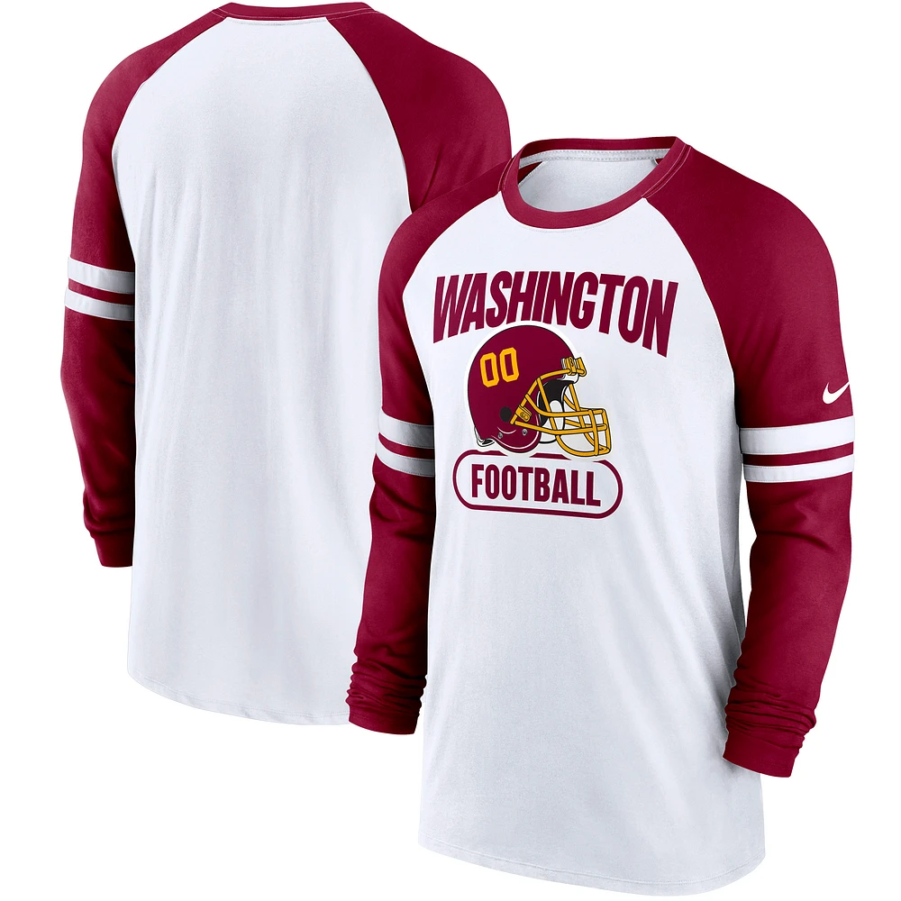 Men's Nike White/Burgundy Washington Football Team Throwback Raglan Long Sleeve T-Shirt