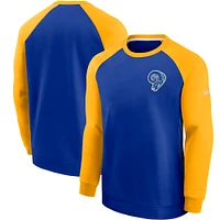 Men's Nike Royal/Gold Los Angeles Rams Historic Raglan Crew Performance Sweater