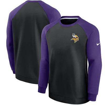 Men's Nike Black/Purple Minnesota Vikings Historic Raglan Crew Performance Sweater