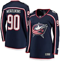 Women's Fanatics Elvis Merzlikins Navy Columbus Blue Jackets Home Breakaway Jersey