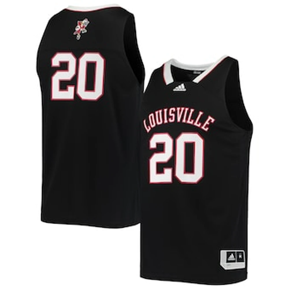 Men's adidas #20 Black Louisville Cardinals Reverse Retro Jersey