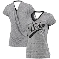 Women's Touch Black Chicago White Sox Hail Mary V-Neck Back Wrap T-Shirt