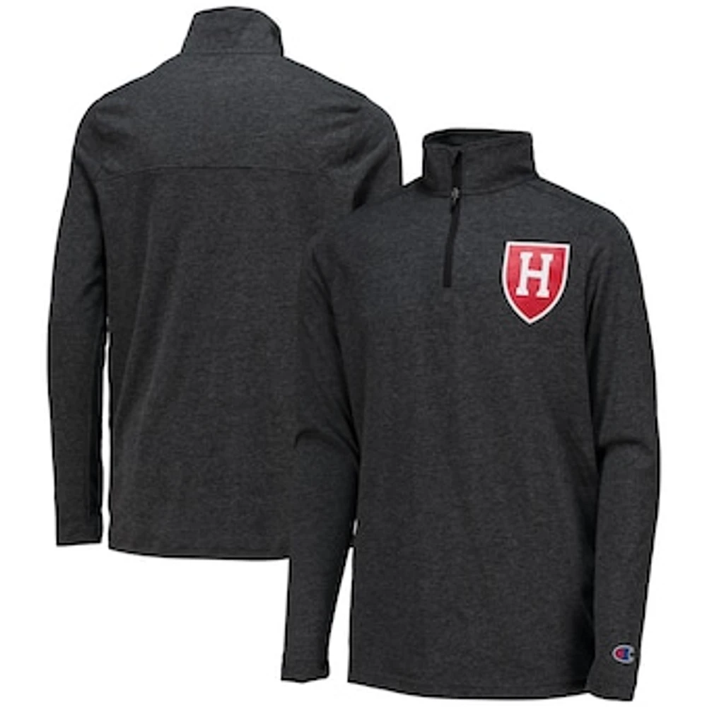 Youth Champion Heathered Black Harvard Crimson Field Day Quarter-Zip Jacket