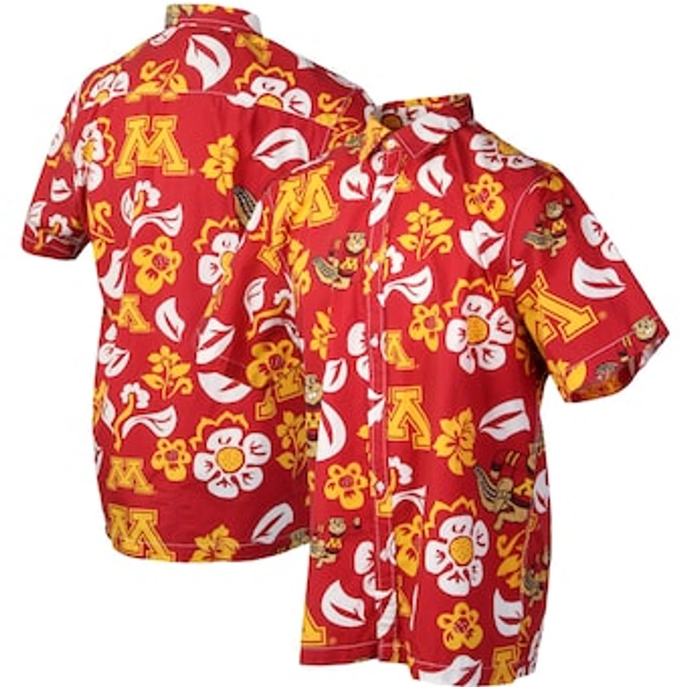 Men's Wes & Willy Maroon Minnesota Golden Gophers Floral Button-Up Shirt